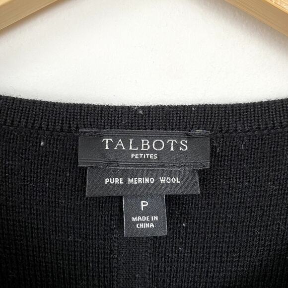 Talbots 100% Merino Wool Sweater Topper Black Size Petite - Picture 3 of 5